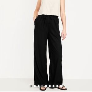 Old Navy Women's Black Wide-Leg Linen Pants